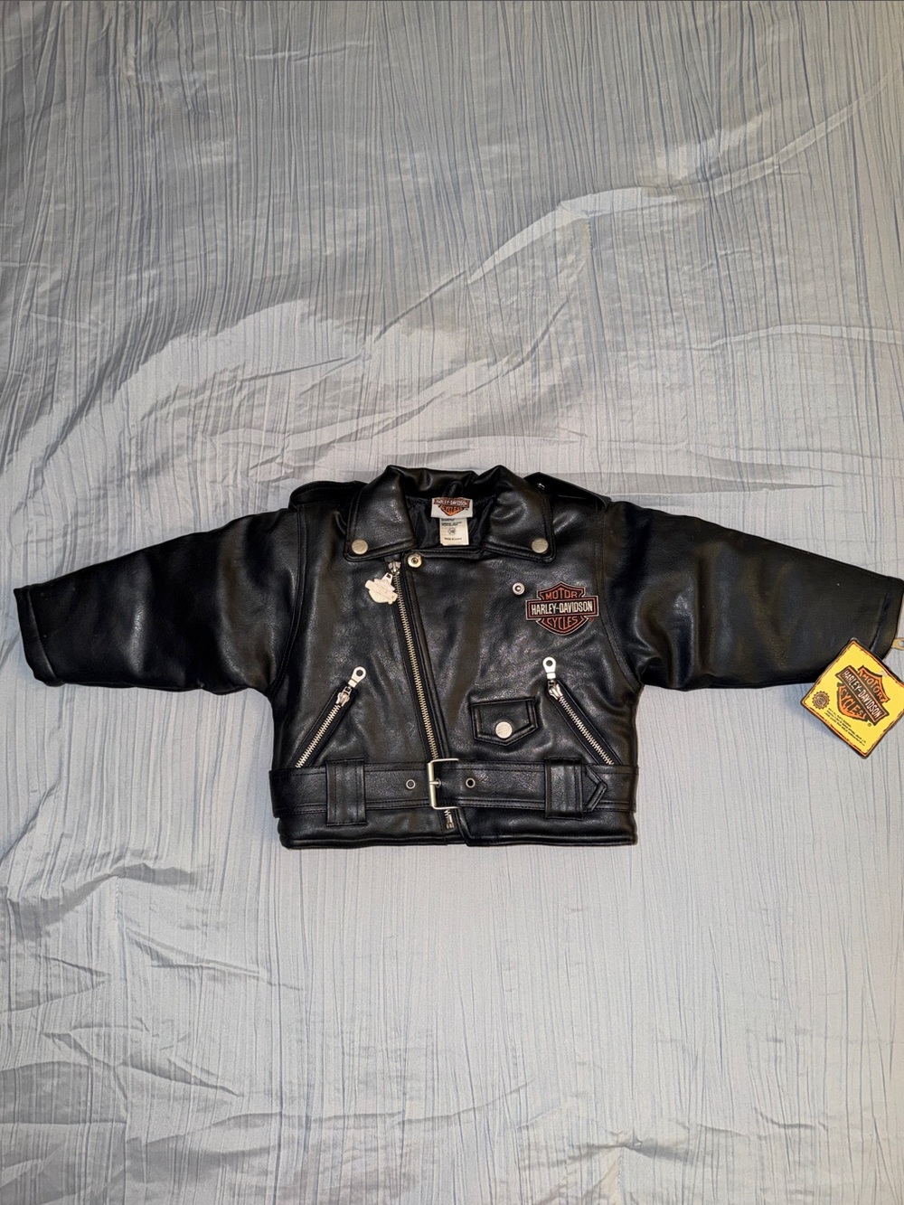 Harley-Davidson Black Kids Faux Leather Moto Jacket with Patch NWT